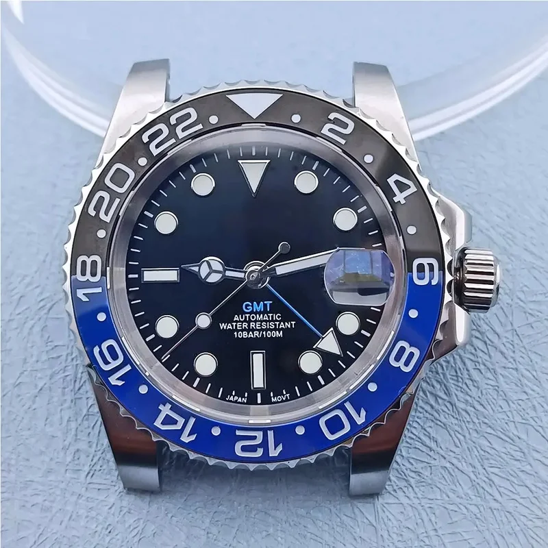 40mm GMT NH34 Movement Watch Case 316L Stainless Steel Sapphire Glass fit NH34 Movement Installation Parts 5BAR Waterproof 1