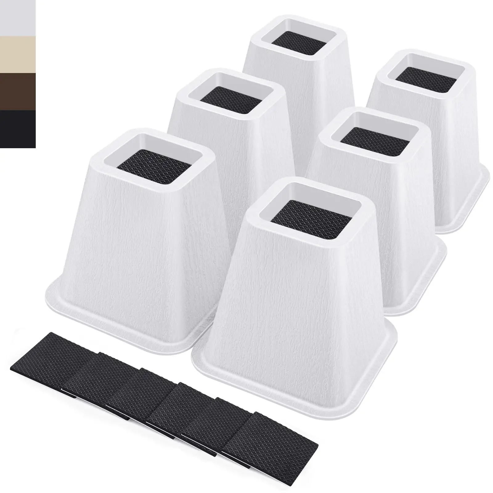 

6 Inch Heavy Duty Furniture Risers For Bed Desk Chair Table Sofa Lift Supports Up To 2200 Lbs 6 Pack White