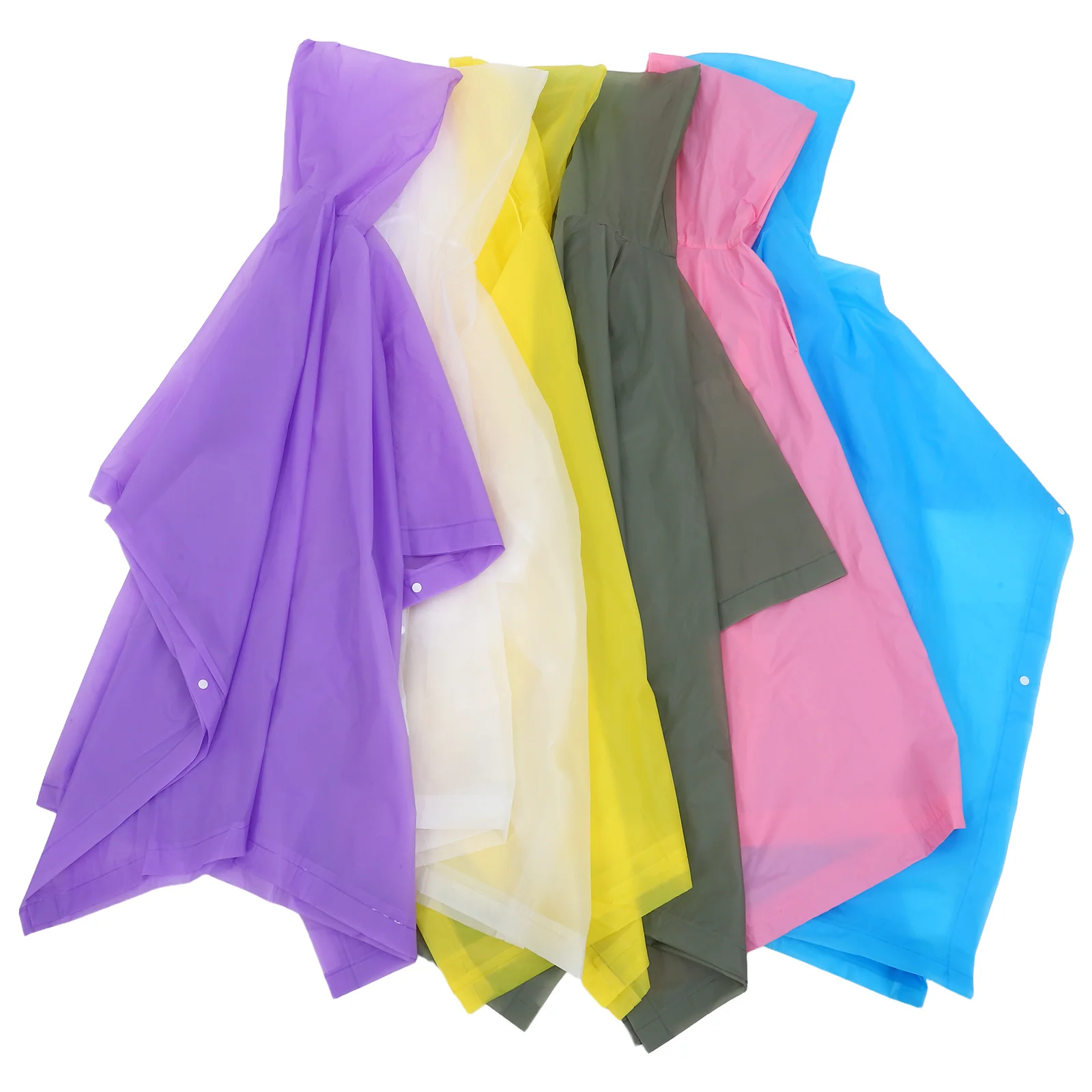 

6Pcs Outdoor Portable Rain Poncho Drawstring Hoods Reusable Waterproof Raincoat Camping Hiking Festival Survival Travel