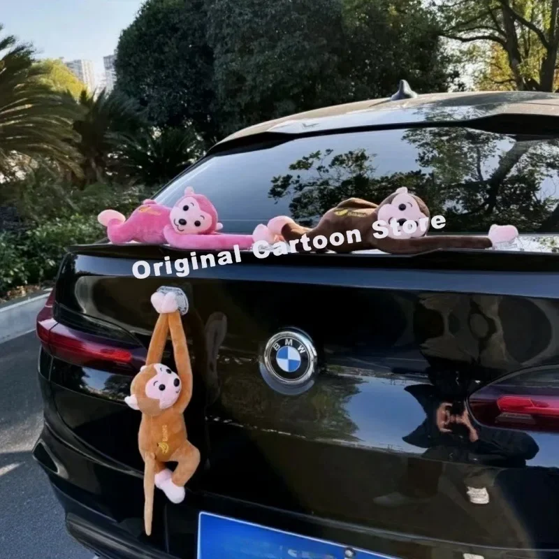 HelloKitty Sanrio Kuromi Vehicle Mounted Monkey Quick Release Creativity Gibbon Monkey Doll Pendant Cute Rear of Car Decorate