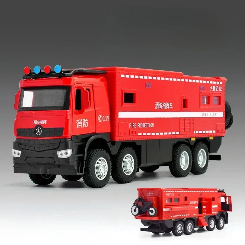 1/24 Scale Nomadism Fire Engine Ambulance Car Model Toy Alloy Diecast Sound Light Pull Back Touring Car Vehicle for Boys Gifts