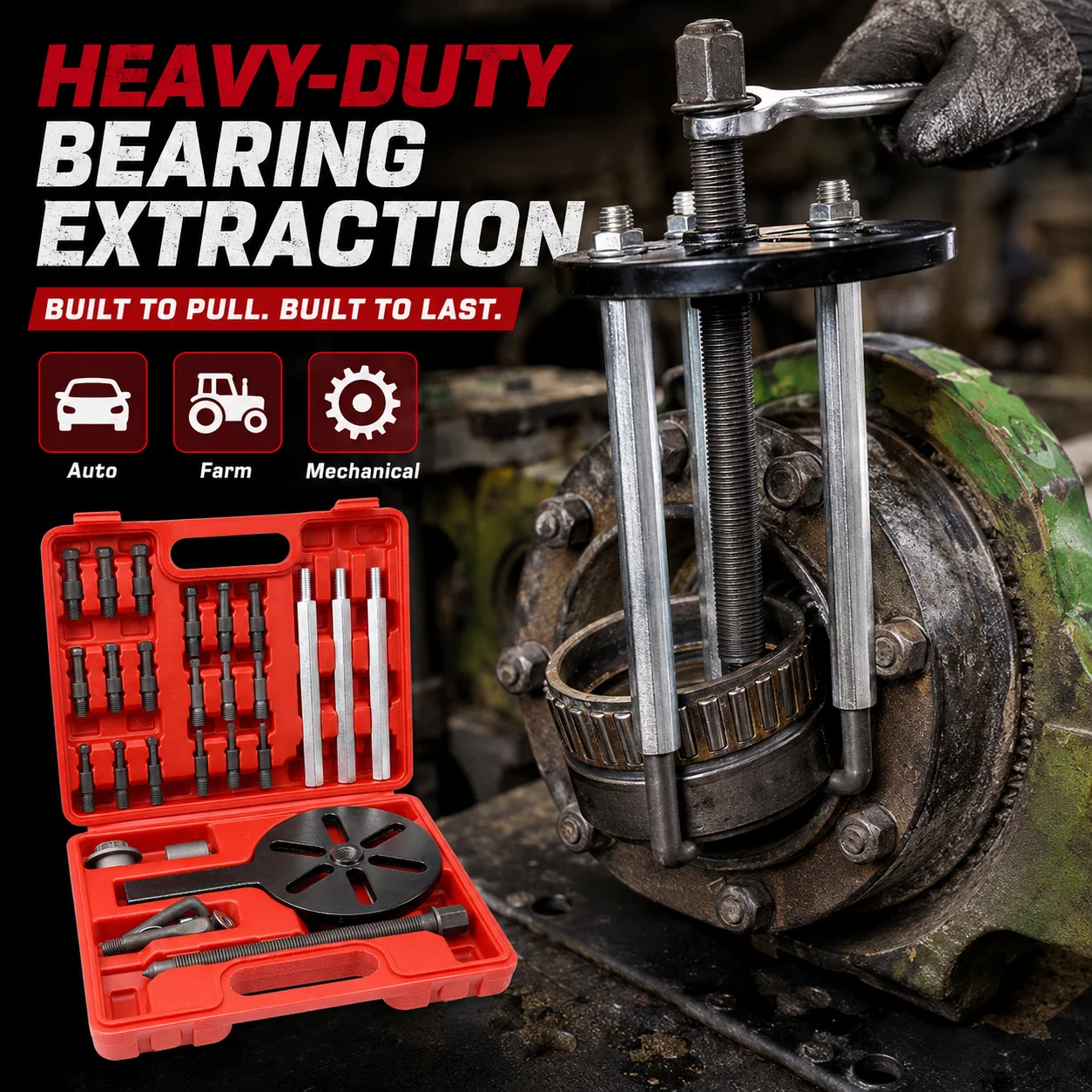 21Pcs Multi-Function Bearing Puller Extractor Set 3-Jaw 32-112mm Adjustable Alloy Steel Removal Tool for Car Machinery Repair