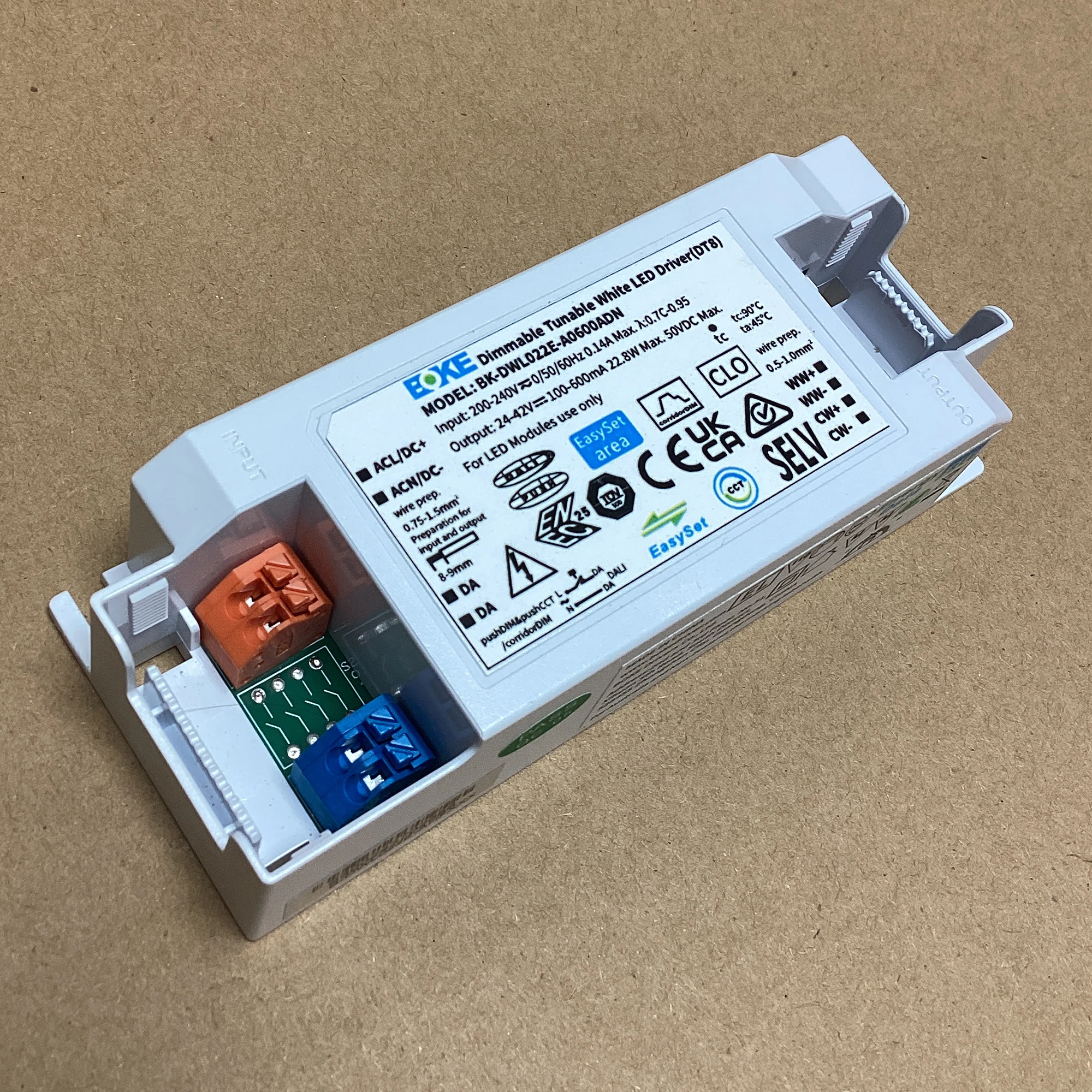 DALI2 Tunable White LED Driver 20W 40W PushCCT NFC Programmable Dual‑Color Power Supply Energy Data EL CLO corridorDIM Dimmable