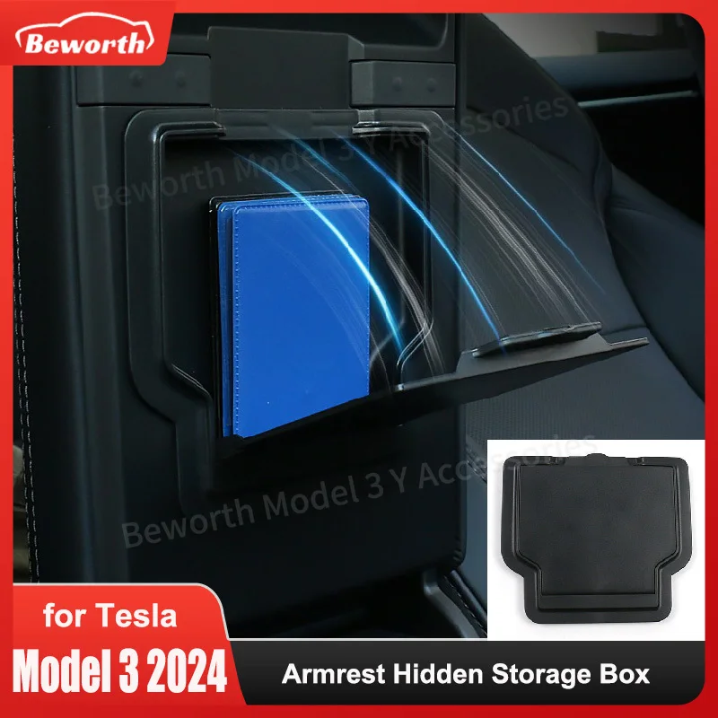 for Tesla Model 3+ Highland 2024 Armrest Hidden Storage Box Magnetic Center Console Organizer Privacy Storage Model3 Accessories