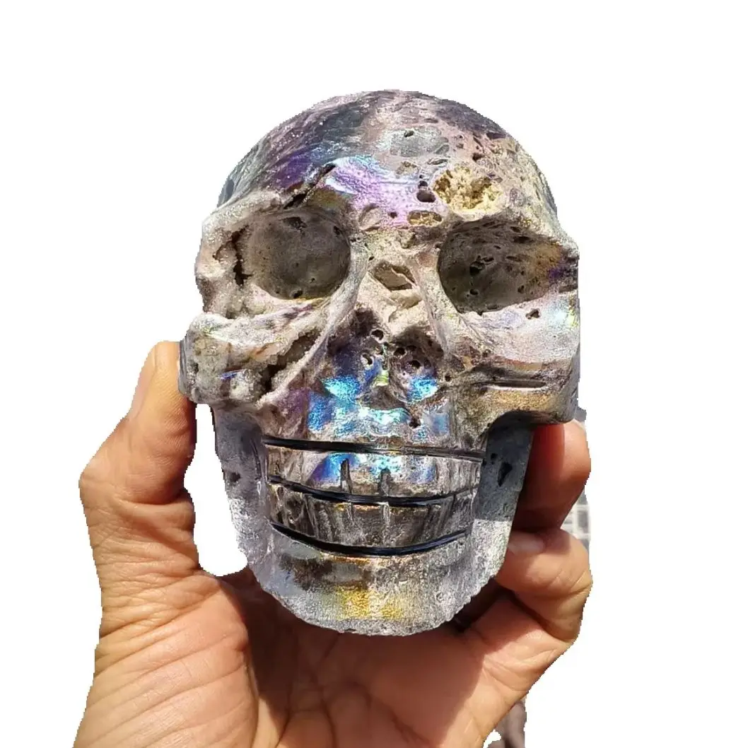 Natural Sphalerite Skull, Quartz Crystal Sphalerite Raw Stone Carving Skull Head, Mineral Healing
