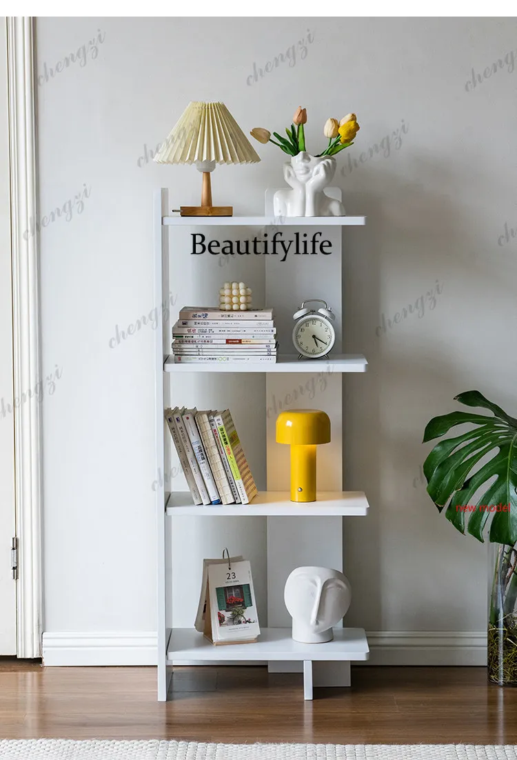AB03 Einfaches Bücherregal aus Massivholz, vertikales Regal, Wohnzimmer, bodenhoher Stauraum, mehrstöckiges Aufbewahrungsregal an der Wand