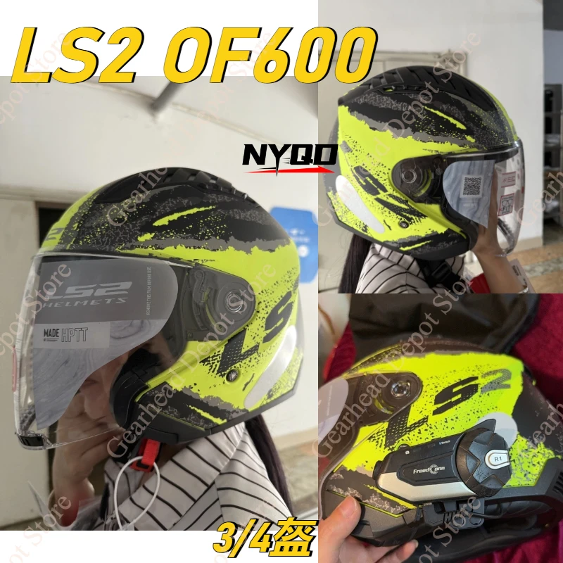 LS2 OF600 Open Face Motorcycle Helmet Dual Lens Anti UV Windproof 3C ECE Certified Adult Men Women Summer All Season Scooter