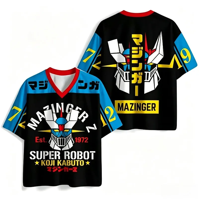 3D Print Retro Anime Robot Inspired Jersey Unisex Men Women Vintage Graphic Short Sleeve Casual Sport Fan Tee Streetwear Tops
