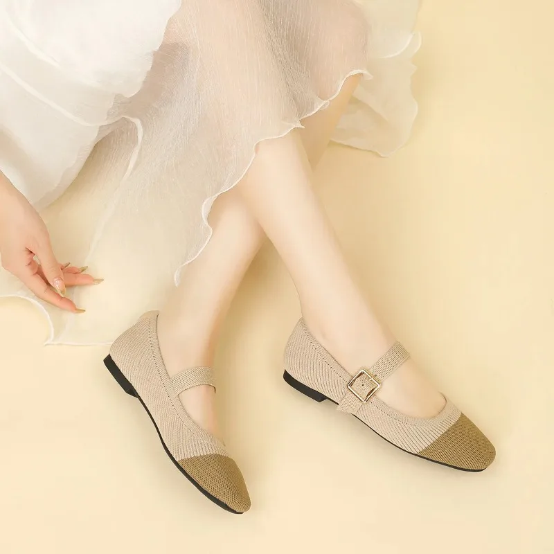 

Designer Women Shoe Fashion Flat Bottom Casual Shoe Handmade Knit Mary Jane Shoes for Woman Summer Comfort Loafers Zapatos Mujer