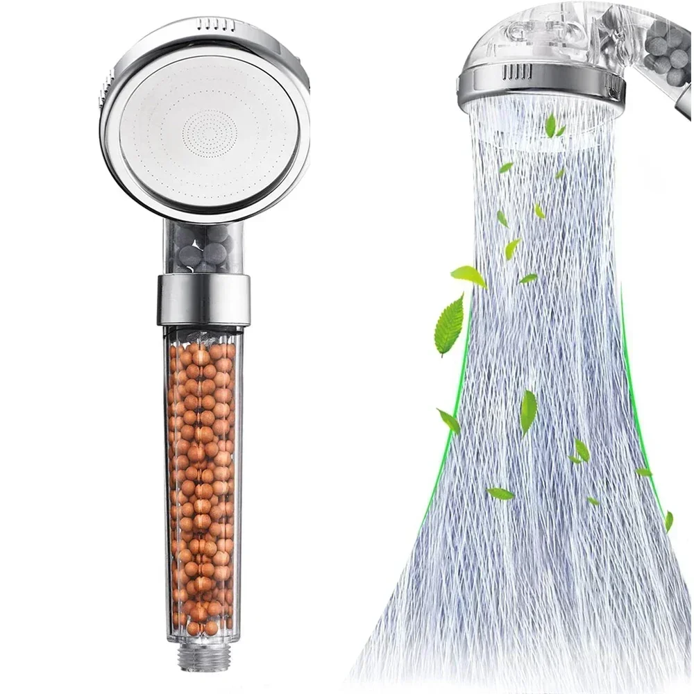 

1pc Filtered Shower Head ABS High Pressure Water Saving Spray Handheld Clear Showerheads with With Filter Beads for Bathroom