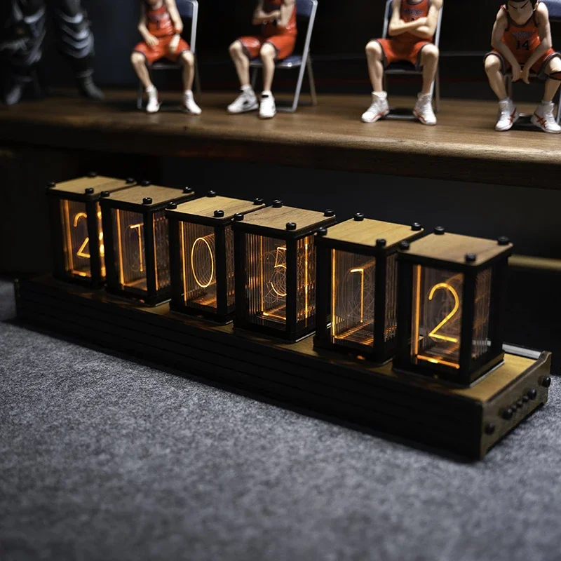 Customizable Lusso Nixie Glow Tube Clock orologio da tavolo in legno fai-da-te orologi da tavolo elettronici creativi RGB orolog