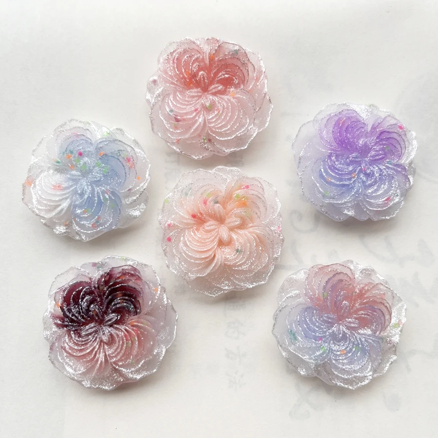 New 36mm glossy Firefly Effect flower Resin Rhinestone Trim Flat Back Scrapbook diy Jewelry Gift Charm decorative flowers