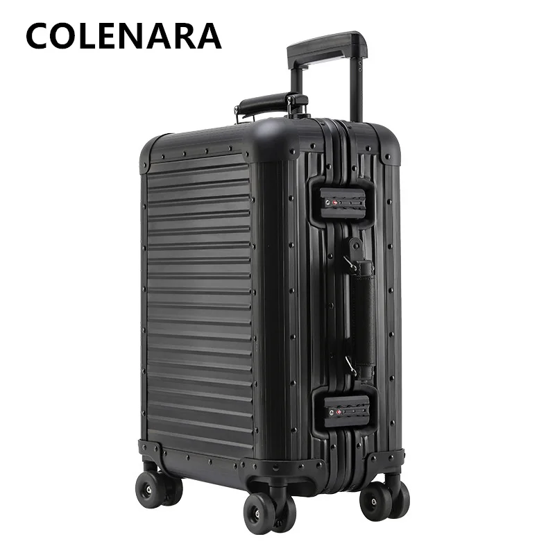 COLENARA Cabin Suitcase All Aluminum Magnesium Alloy Boarding Box Business Trolley Case 20