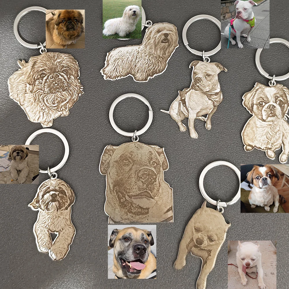شخصية مخصصة الحيوانات الأليفة صور رائعة محفورة لطيف الحيوان قلادة مفتاح سلسلة الفولاذ المقاوم للصدأ الحيوانات الأليفة هدية تذكارية لمحبي الحيوانات الأليفة #2
