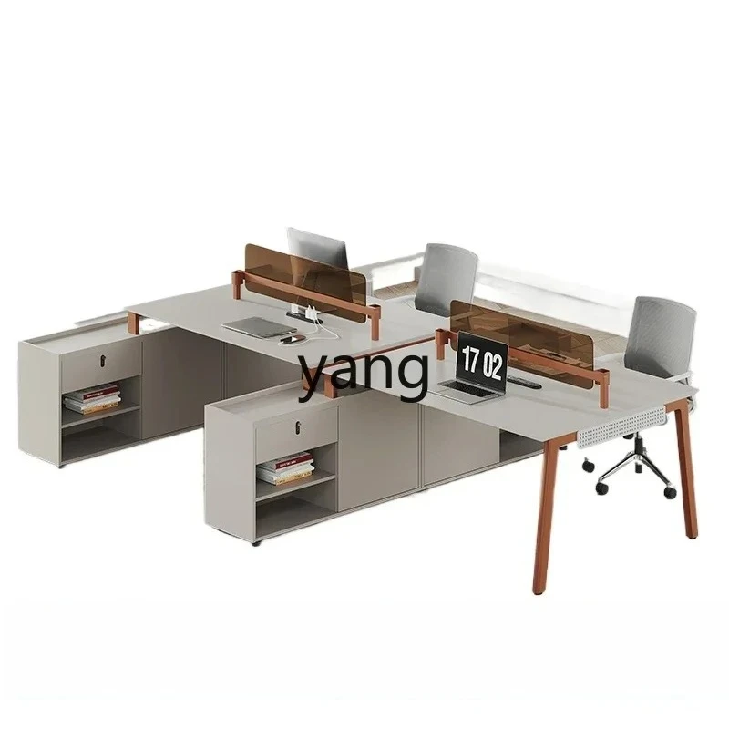 LMMM modern simple financial desk screen 2/four or six people with side cabinet card holder