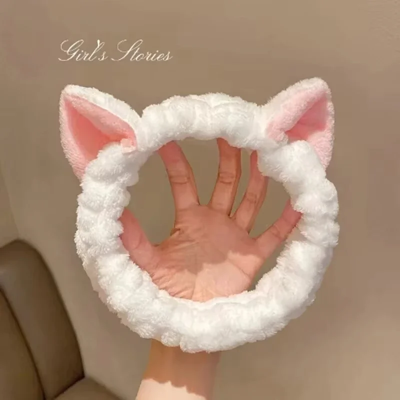 Accessoire à la mode en molleton de corail pour femmes, bandeau oreilles de chat mignon, doux et confortable, parfait pour le lavage et le maquillage du visage
