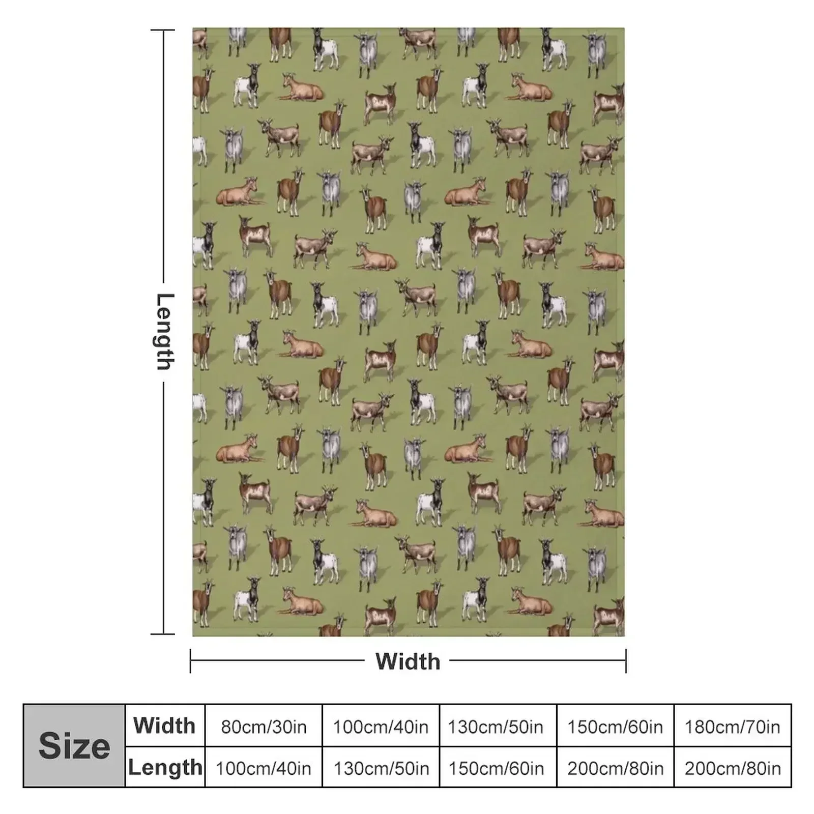 Tiny Goats on Green - Goat Herd Pattern Throw Blanket couch cozy soft plush fuzzy picnic outdoor blanket