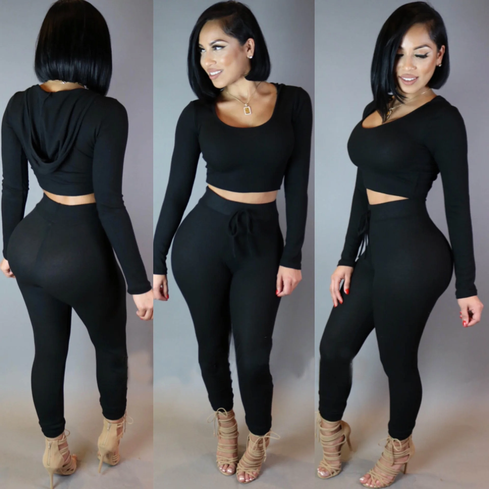 Y2k Two 2 Piece Set Women Suit Outfit Two Piece Set Crop Top Legging Sweatpants Set Crop Hoodie Set Female Pants Tracksuit