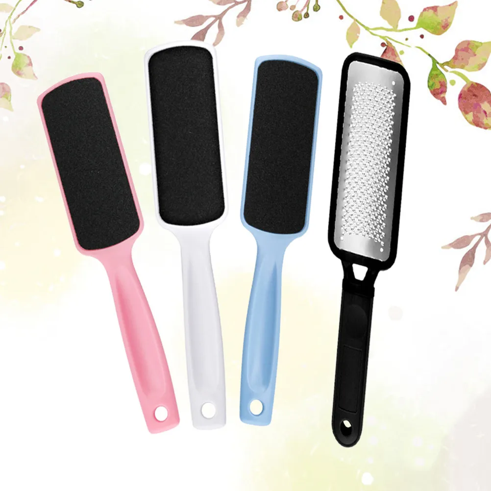 

1pcs Rosy Stainless Steel Foot File White Pink Light Blue Double Sided Sandpaper Pedicure Tool For Callus Removal Hard Skin