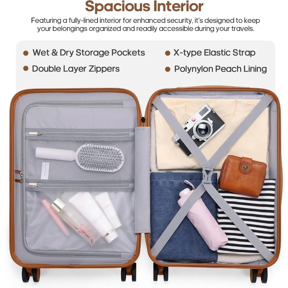 Polycarbonate Hardshell Spinner Luggage Set with Carry-On Suitcase and Backpack, Airline Approved for Travel, Long-Lasting Durab