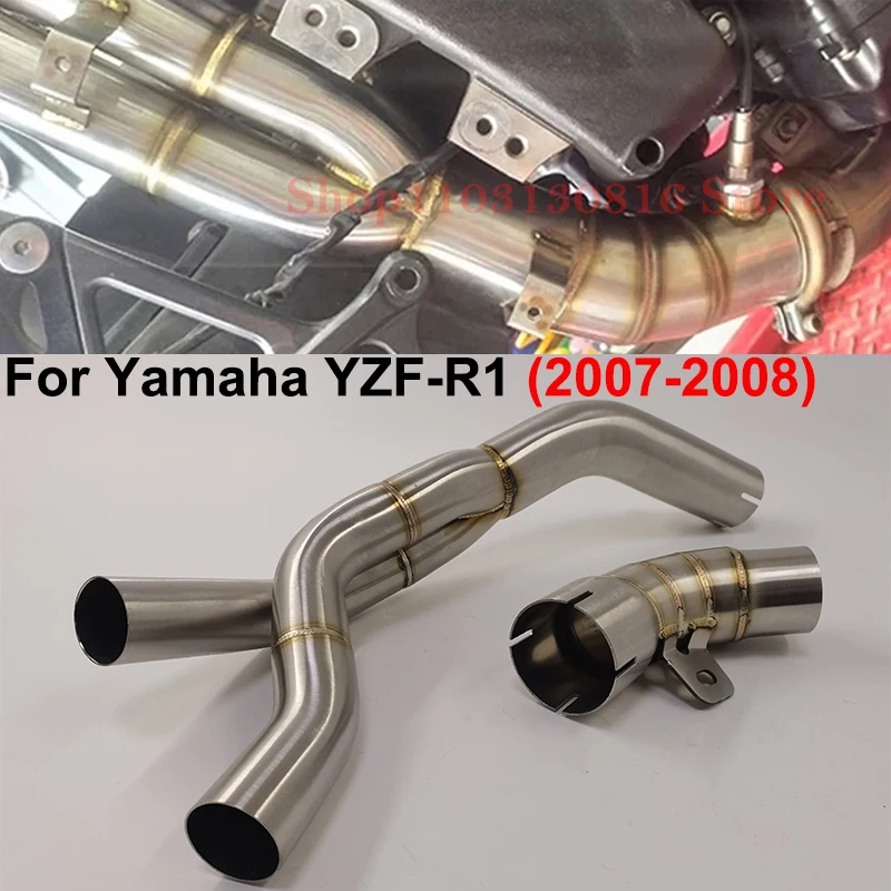 

Slip On For YANAHA YZF-R1 R1 2007 2008 Motorcycle Exhaust Escape Systems Connection Middle Link Connector Pipe Muffler Stainless