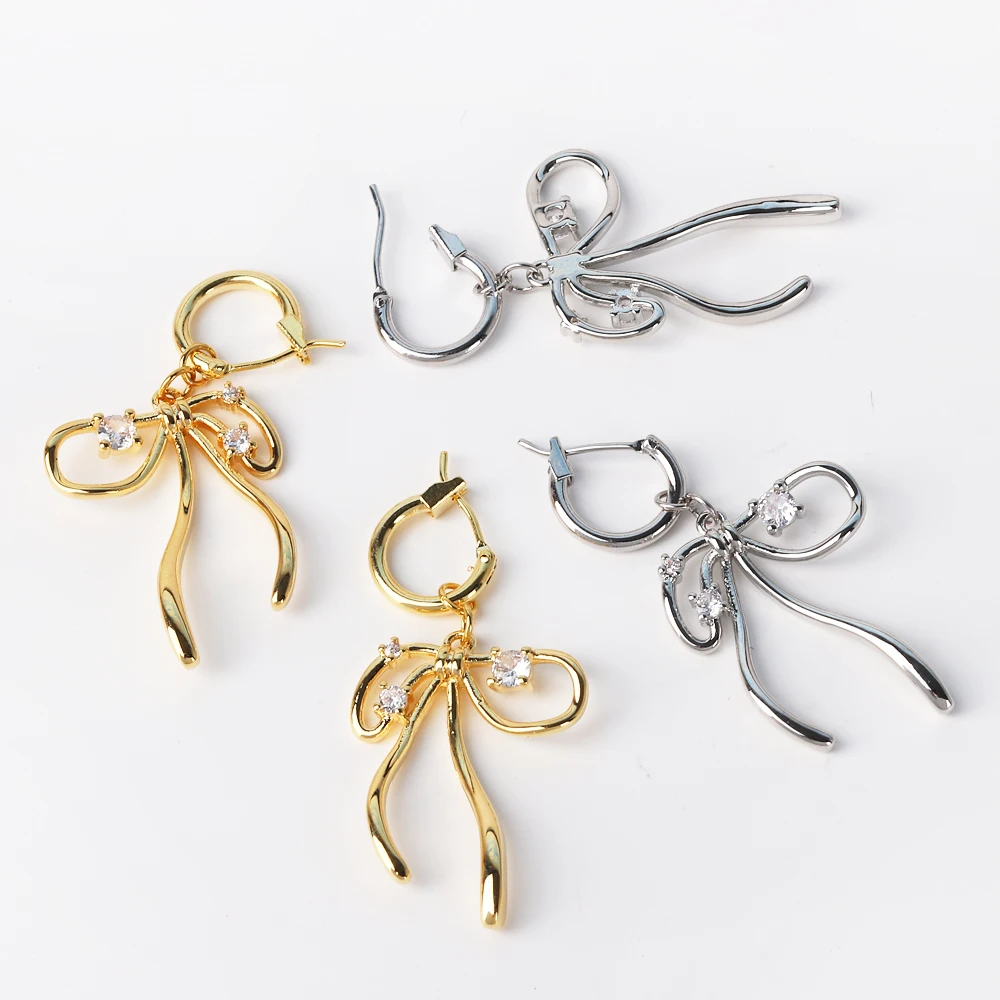 Delicate Bowknot Heart Hoop Earrings For Women Girl Elegant Fashion New Jewelry Bosom Friend Gift Party серьги женские