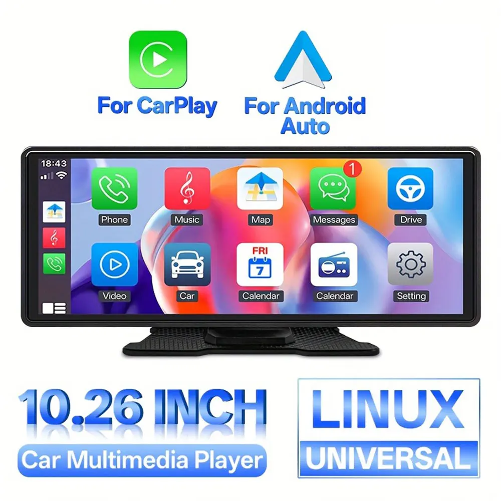 

TrolinkTek Universal 10.26" Screen Car Radio Multimedia Video Player Wireless Carplay Screen for Apple or Android Car Player