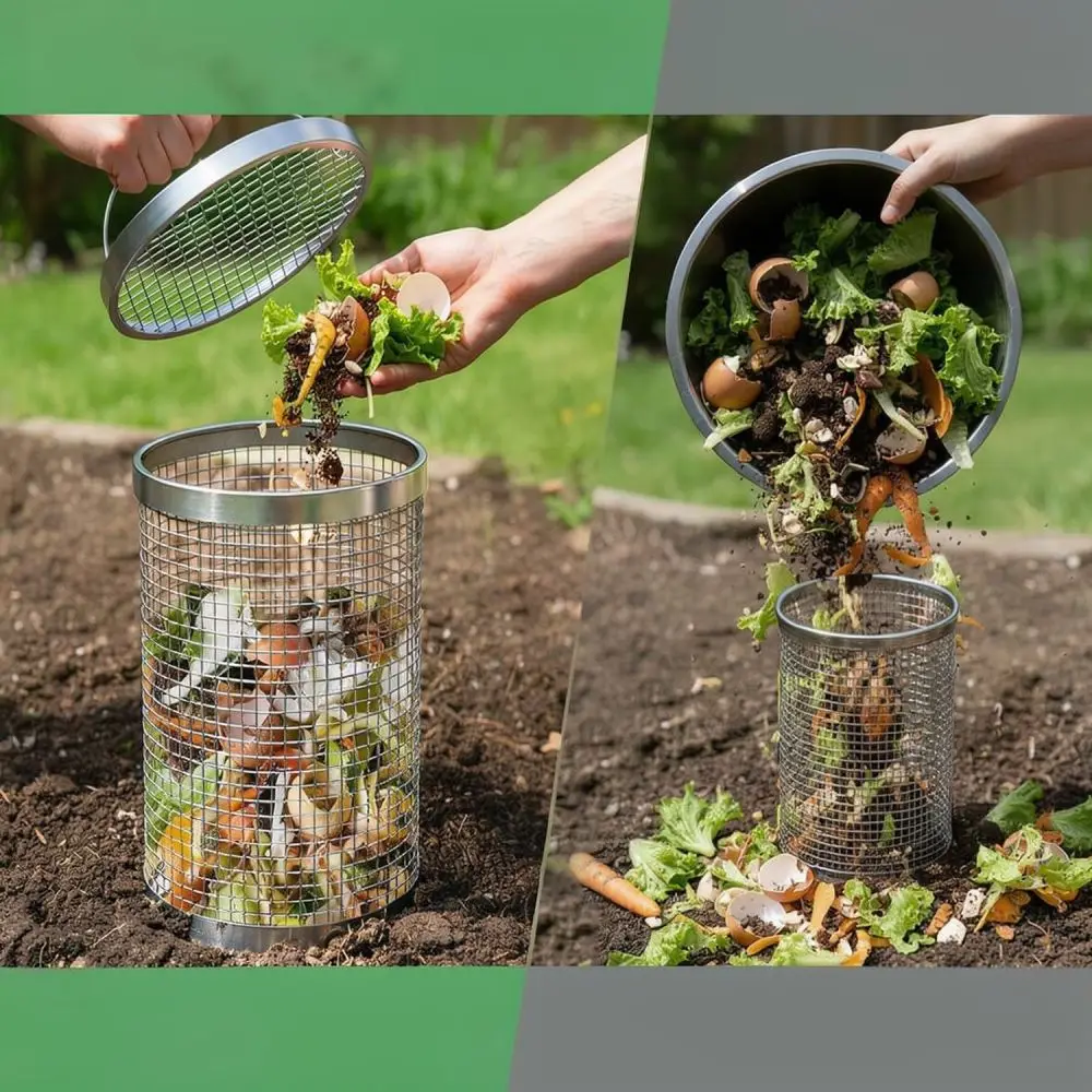 Stainless Steel Garden Sifter For Compost Soil Filtration Home Waste Management Tool For Organic Fertilizer Production