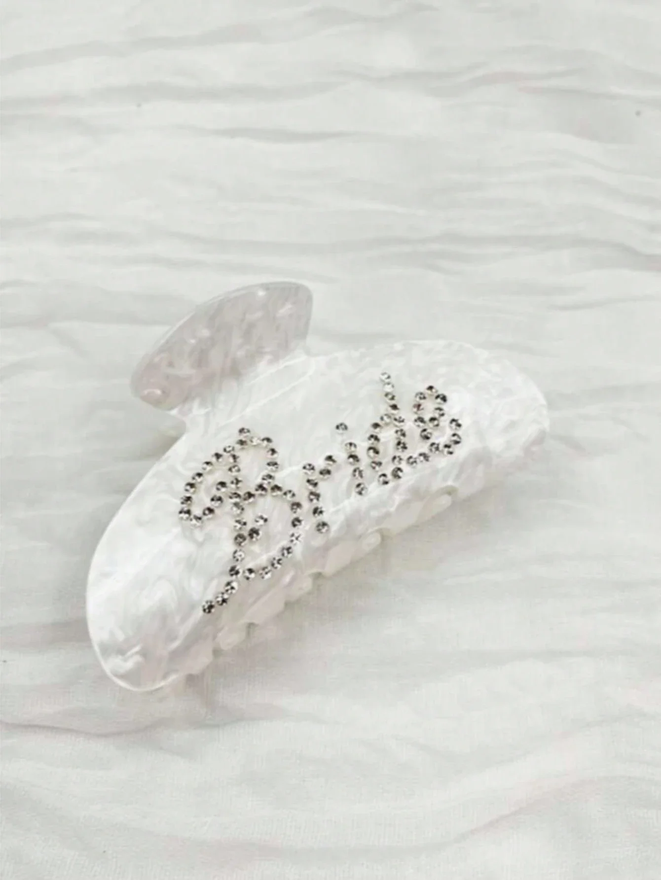 

Bridal Claw Hair Clip White Acrylic With Rhinestone Bride Word For Wedding Bridesmaid Party