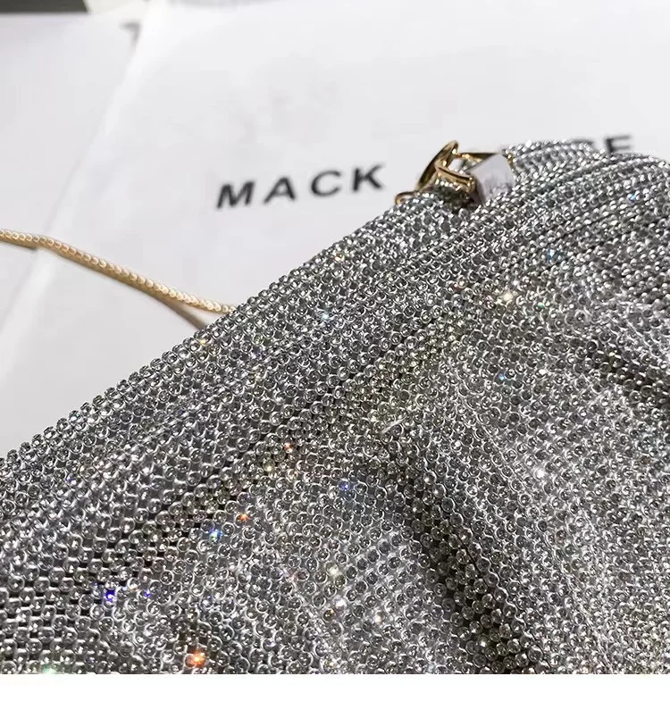 Luxury Designer Glitter Shiny Rhinestones Diamond Evening Bag Women\'s Handbag Wedding Party Clutch Purse Shoulder Crossbody Bag