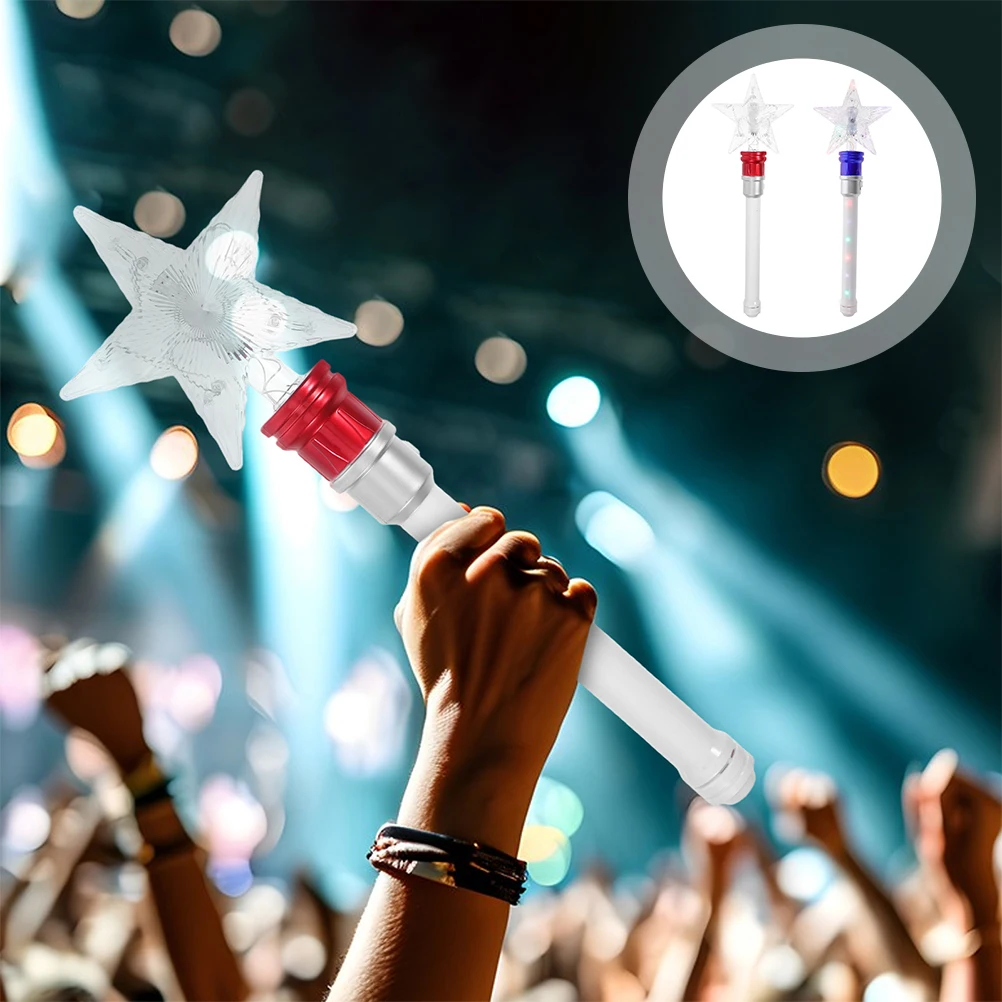 

2Pcs Star Glitter Rotating Light Up Wand LED Flashing Glow Stick Portable Festival Party Cheer Support for Kids Girls