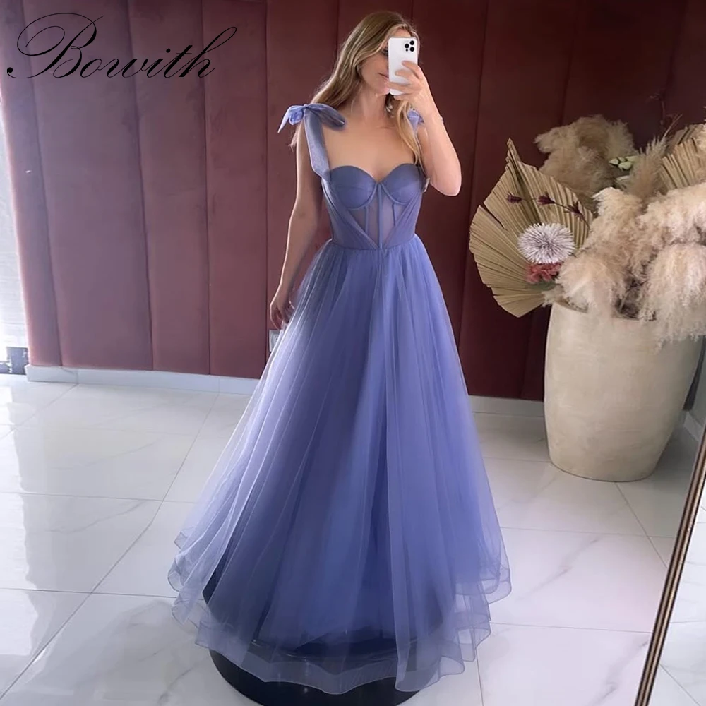

Bowith Sweetheart Evening Dresses Customized Adjustable Shoulder Straps Prom Gown Tulle Party Dresses for Women