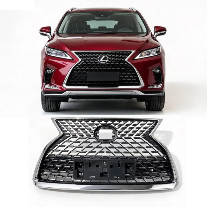 Sport Fish Scale Front Grille With Chrome Trim For Lexus RX300 RX450hL 2020- 2022, Grill Replacement Exterior Modification Parts