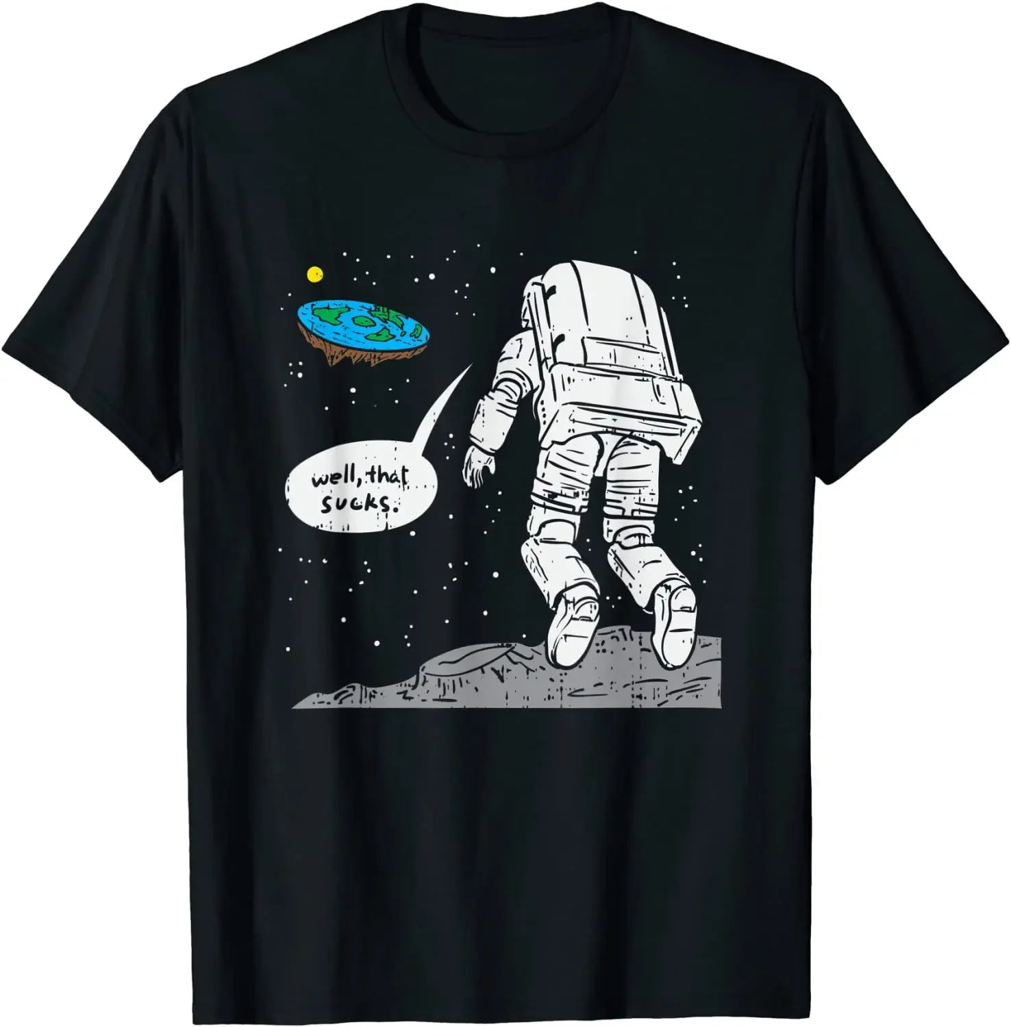 Funny Moon Landing, Flat Earth, That Sucks, Space T-Shirt Men's Top T-shirts Casual Tops &