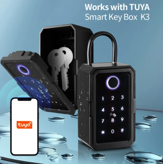 Tuya smart fingerprint key box Tongtong lock blue-tooth password storage box Wall-mounted decoration key storage box