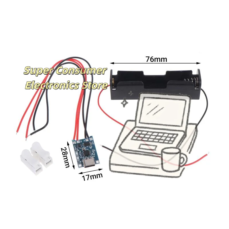 18650 TP4056 Lithium Battery Charger Module DIY Kit Stable Output USB Power Boost Board for Small Power Project