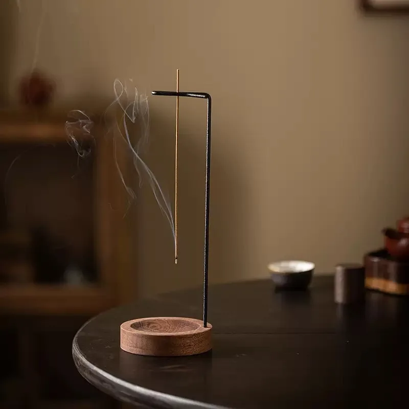 Elegante Porta Incienso Oriental Invertido, Cenicero de Madera, Quemador de Incienso en Barra, Decoración para Meditación, Yoga, Hogar y Mesa