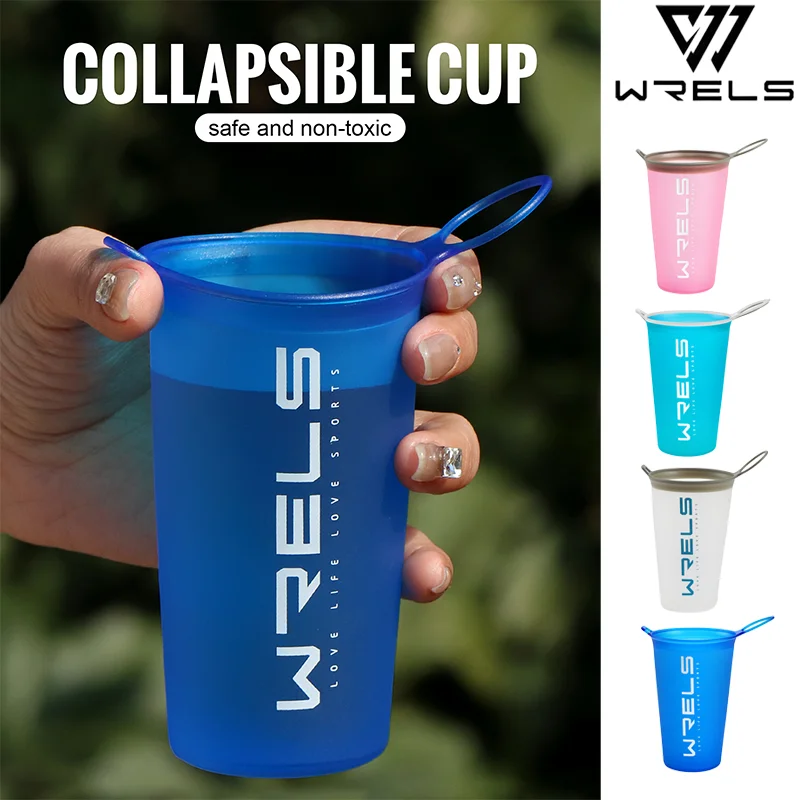 WRELS Collapsible Cup Soft Cup BPA Free Lightweight Foldable Marathon Trail Running Hiking Reusable Water Bottle