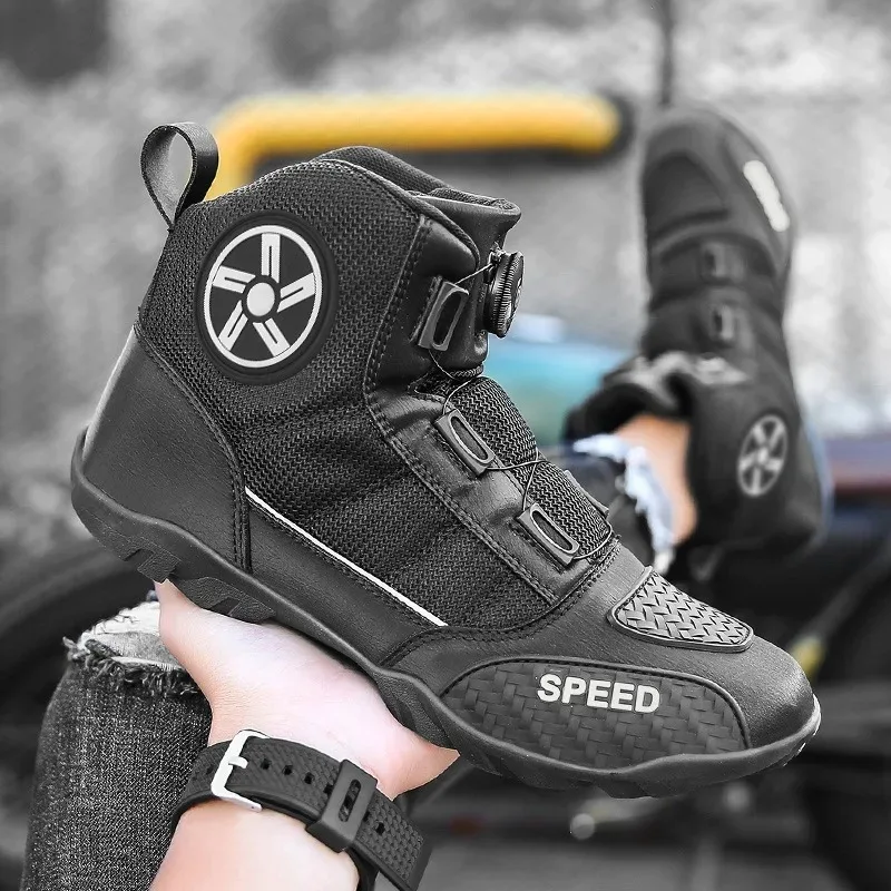 Picture 4: Four Seasons Mesh Breathable Motorcycle Cycling Boots Waterproof Anti Slip Traction Off Road Outdoor Riding Shoes for Men Women