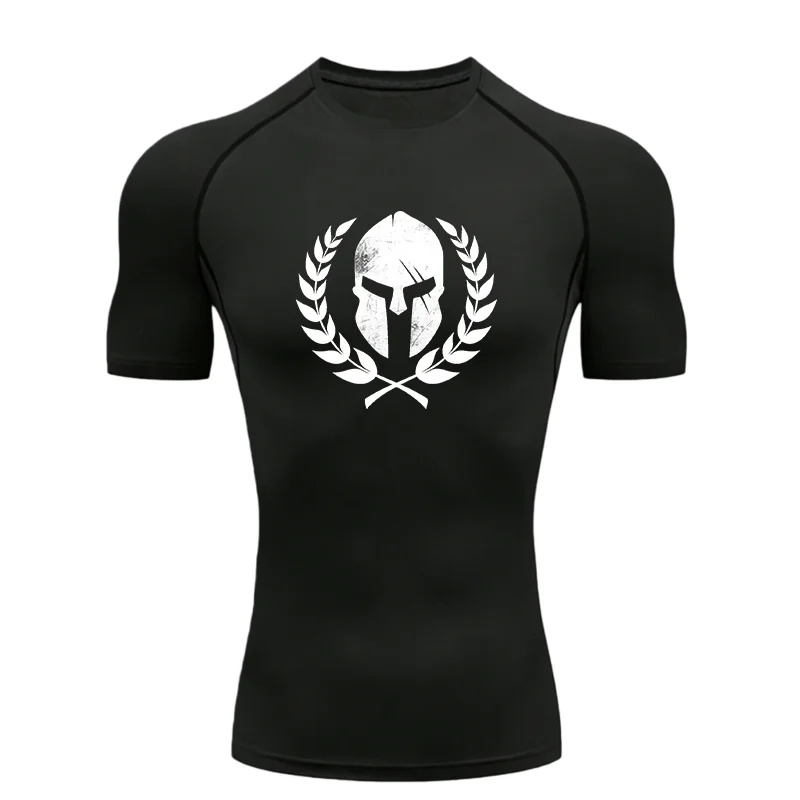 Helmet Laurel Wreath Design 2026 Men's Sports T-shirt Training Fitness Compression Athletic Tees Gym T-shirts Workout T-Shirt