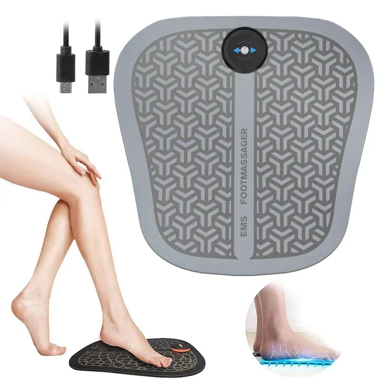 USB Rechargeable EMS Foot Massager Machine ABS Physiotherapy Foot Vibrator Ache Pain Relieve Muscle Stimulator Feet Massage Mat