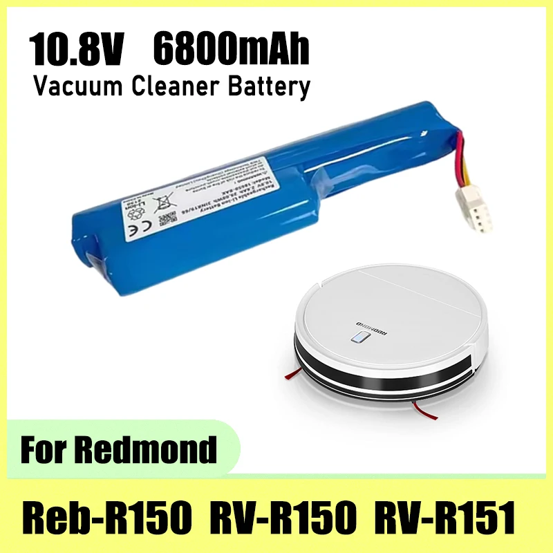 10.8V lithium-ion battery, 6800mAh, for Redmond robot vacuum cleaner replacement battery Redmond RV-R151 Vileda VR201 Petpro
