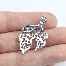 Newest 10 Pieces 23*38mm Antique Silver Color Hollow Leaf Charms Necklace Bracelet Pendant Crocs Charms For Jewelry Making