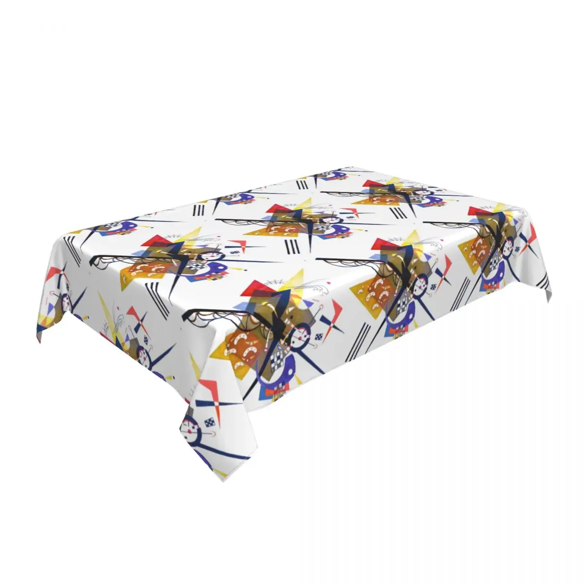 Rectangular Waterproof Vintage Wassily Kandinsky On White Tablecloth Backed Edge Table Cover Abstract Pattern Table Cloth