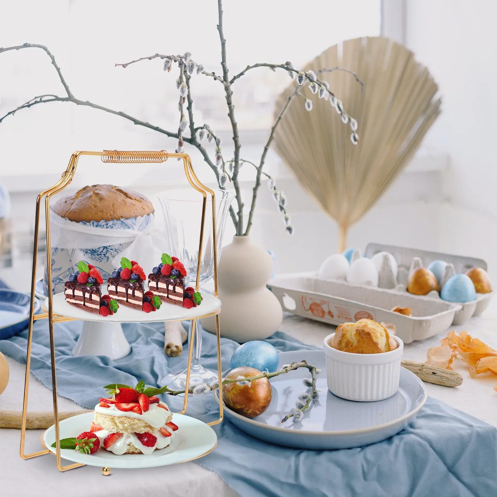 1Pcs Double Layer Iron Cake Stand Delicate Display Rack for Wedding Birthday Dessert Fruit Party Table Decor Cake Stand