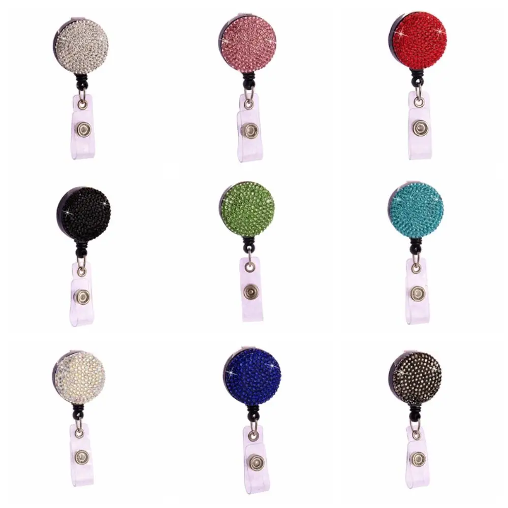

Fashion Rhinestone Nurse Badge Reel Chest Card Sparkle Retractable Badge Holder Bling Crystal Easy Pull Buckle Doctor Hospital