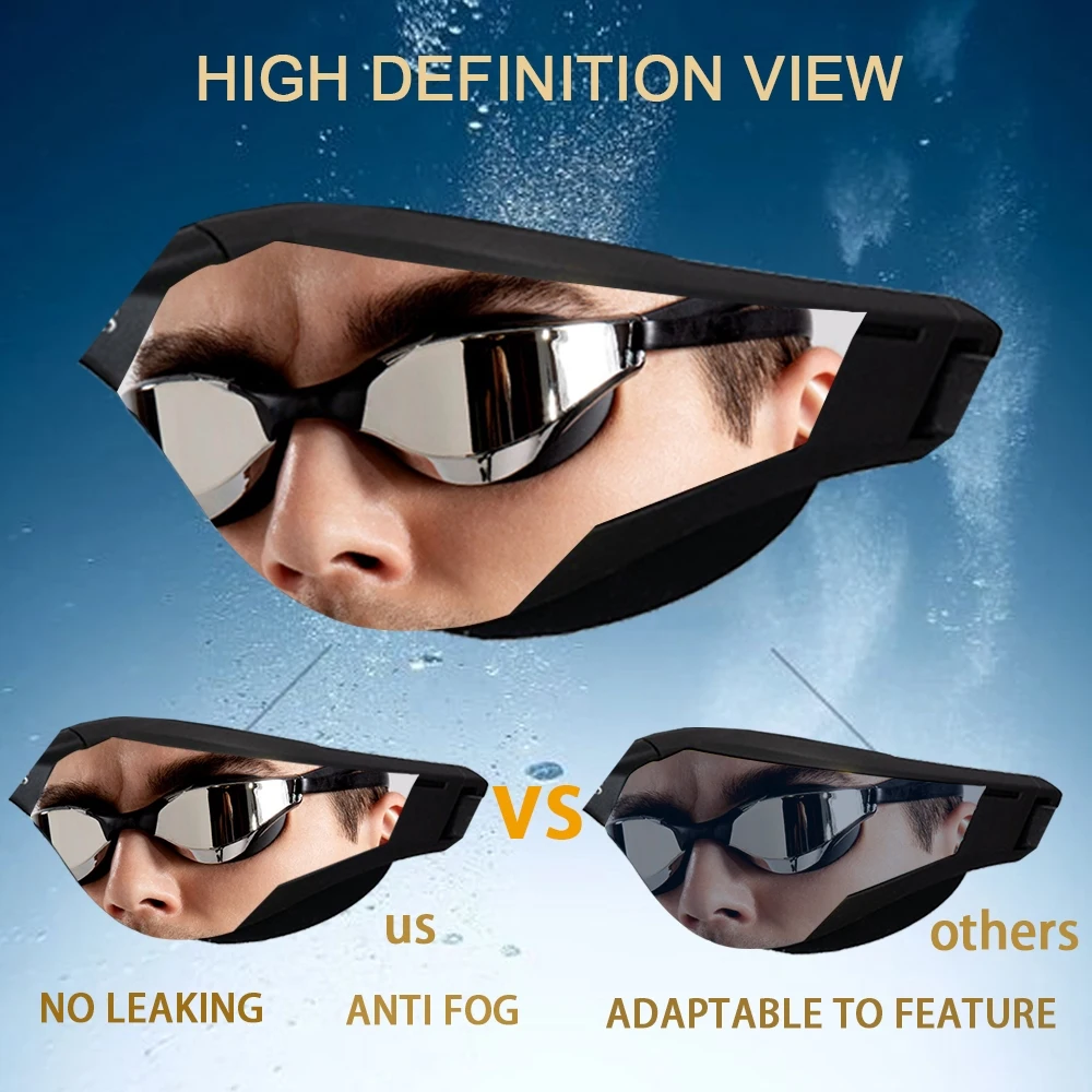 Silicone Professional Waterproof Plating Clear Double Anti-fog Swim Glasses Anti-UV Men Women eyewear swimming goggles with case