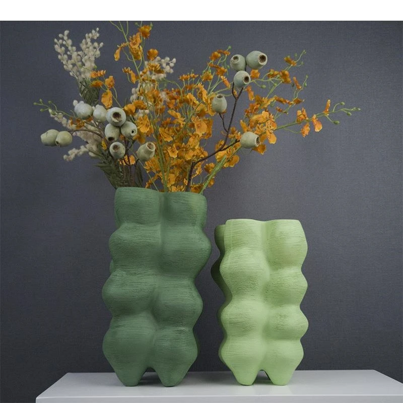 Green Bubble Vase Resin Crafts Flowers Pots Desk Decoration Furnishings Flower Arrangement Modern Decor Floral Vases
