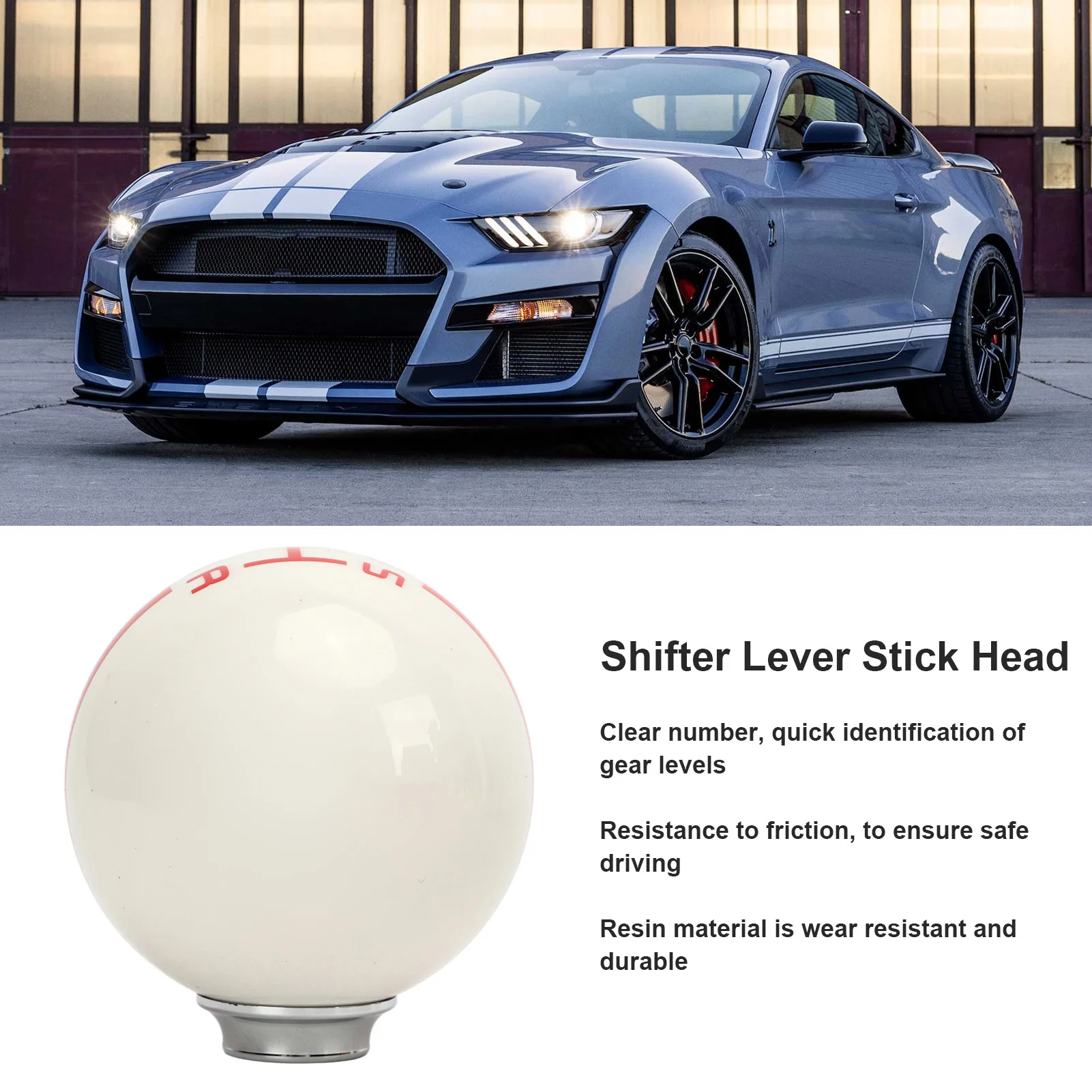 

5 Speed Gear Shift Knob Clear Print Shift Head Knob Easy Install Comfortable Grip Wear Resistant for