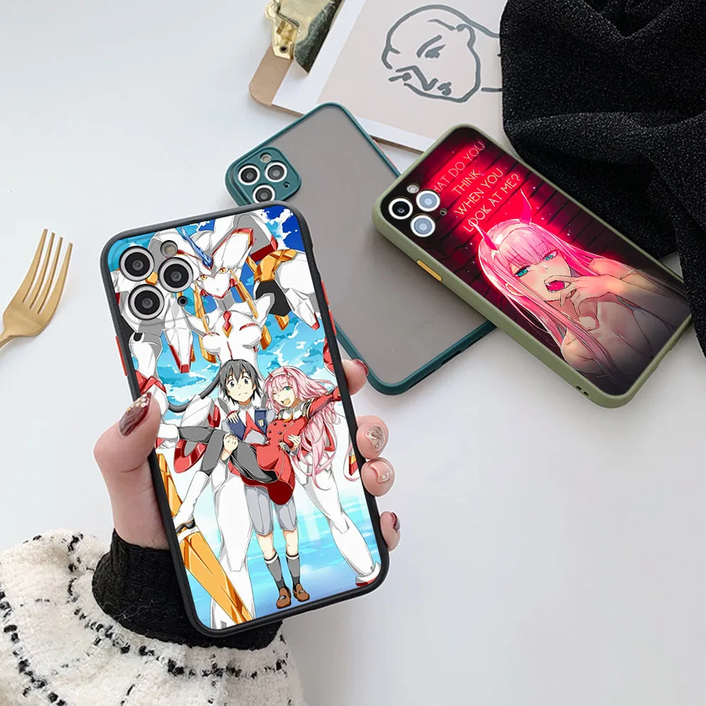 Cases For iPhone 16 15 14 7 8 Plus 13 12 11 Pro Max XS X 16P XR SE Darling in the FranXX Frosted Translucent Fundas Phone Case